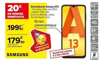 Carrefour Smartphone galaxy a13 samsung offre
