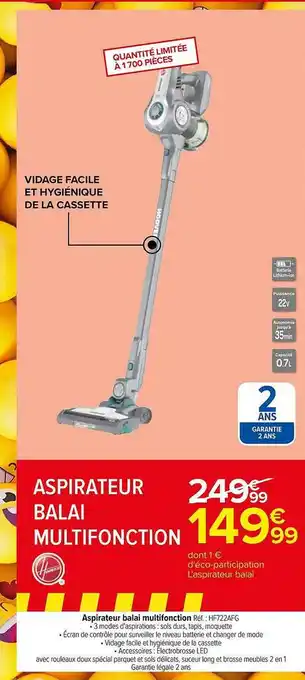 Carrefour Aspirateur balai multifonction hoover offre