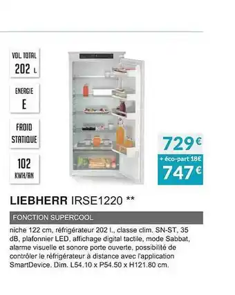Copra Liebherr irse1220 fonction supercool offre