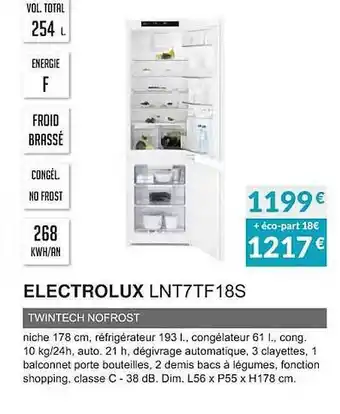 Copra Electrolux lnt7tf18s twintech nofrost offre