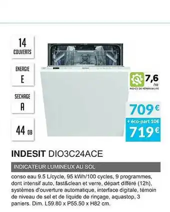 Copra Indesit dio3c24ace indicateur lumineux au sol offre