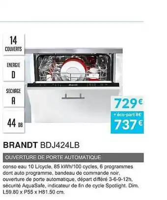 Brandt bdj424lb ouverture de porte automatique