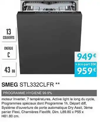Smeg stl332clfr programme hygiène 99.9%