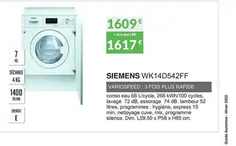 Copra Siemens wk14d542ff variospeed : 3 fois plus rapide offre