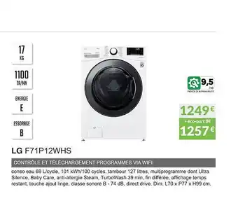 Copra Lg f71p12whs contrôle et téléchargement programmes via wifi offre