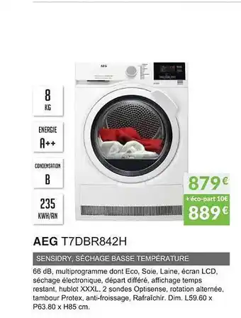 Copra Aeg t7dbr842h sensidry, séchage basse température offre