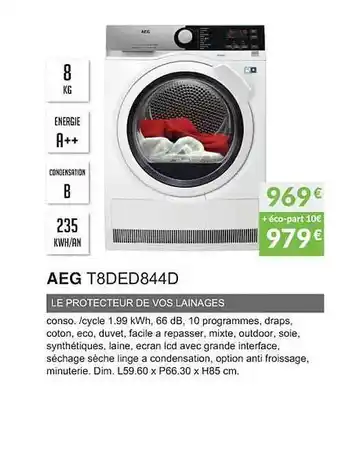 Copra Aeg t8ded844d le protecteur de vos lainages offre