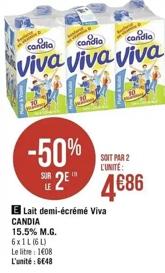 Casino Supermarchés Lait demi-écrémé Viva offre