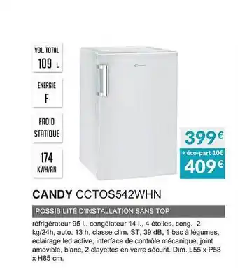 Copra Candy cctos542whn possibilité d'installation sans top offre