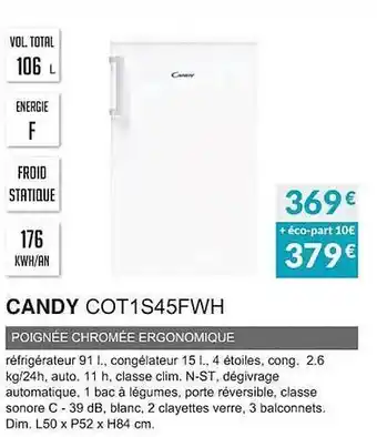 Copra Candy cot1s45fwh poignée chromée ergonomique offre