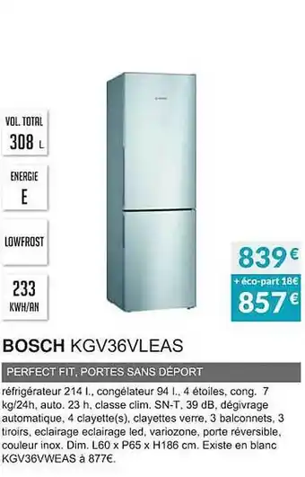 Copra Bosch kgv36vleas perfect fit, portes sans déport offre