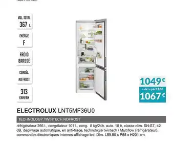Copra Electrolux lnt5mf36u0 technology twintech norfrost offre