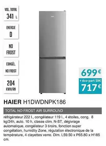 Copra Haier h1dwdnpk186 total no frost air surround offre