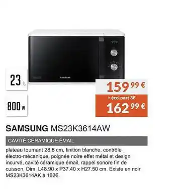 Copra Samsung ms23k3614aw cavité céramique émail offre
