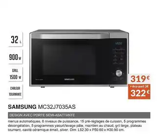Copra Samsung mc32j7035as design avec porte semi-abattante offre