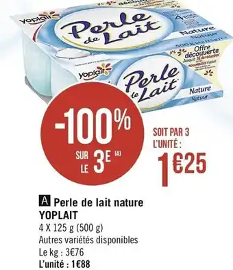 Casino Supermarchés Perle de lait nature Yoplait offre