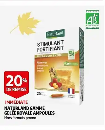 Auchan Naturland gamme gelée royale ampoules offre