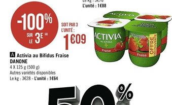 Casino Supermarchés Activia au Bifidus Fraise offre