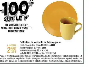 Casino Supermarchés Collection de vaisselle en faïence jaune offre