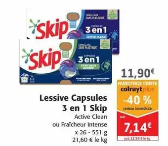 Colruyt Lessive capsules 3 en 1 skip offre