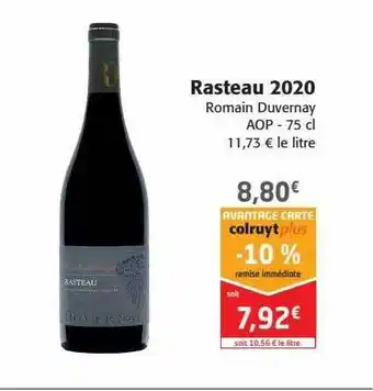 Colruyt Rasteau 2020 romain duvernay aop offre
