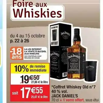 Cora x Carrefour Coffret whiskey old n°7 40% vol. jack daniel's offre