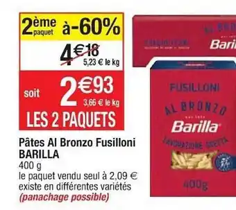 Cora x Carrefour Pâtes al bronzo fusilloni barilla offre
