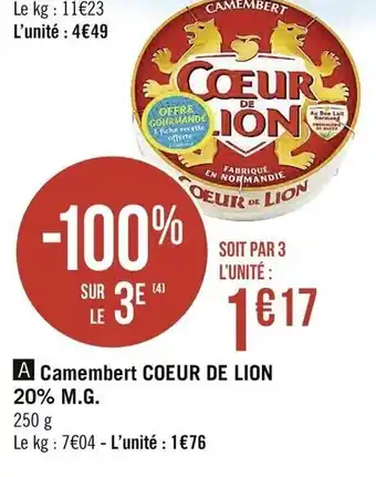 Casino Supermarchés Camembert Cœur de Lion offre