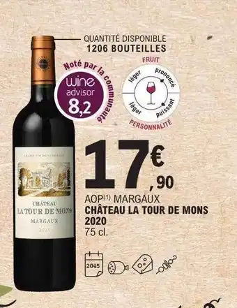 E.Leclerc Aop margaux château la tour de mons 2020 offre