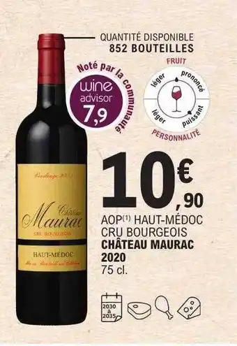 E.Leclerc Aop haut-médoc cru bourgeois château maurac 2020 offre