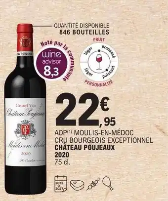 E.Leclerc Aop moulis-en-médoc cru bourgeois exceptionnel château poujeaux 2020 offre