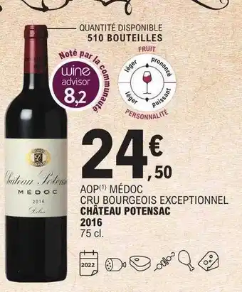 E.Leclerc Aop médoc cru bourgeois exceptionnel château potensac 2016 offre