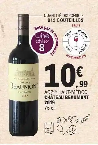 E.Leclerc Aop haut-médoc château beaumont 2019 offre