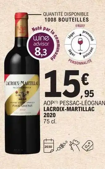 E.Leclerc Aop pessac-léognan lacroix-martillac 2020 offre
