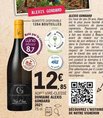 E.Leclerc Aop viré-clessé domaine alexix gondard 2021 offre