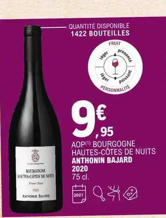 E.Leclerc Aop bourgogne hautes-côtes de nuits anthonin bajard 2020 offre