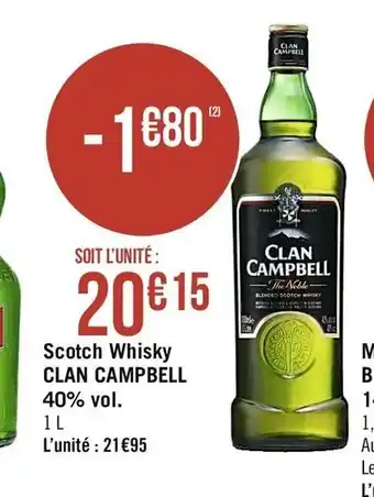 Casino Supermarchés Scotch Whiskey Clan Campbell offre