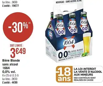Casino Supermarchés Bière Blonde sans alcool offre