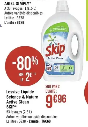Casino Supermarchés Lessive L:iquide Science & Nature offre