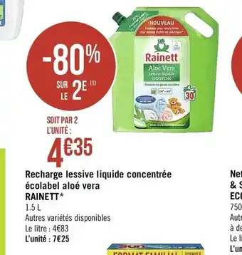 Casino Supermarchés Recharge lessive liquide concentrée offre