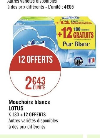 Casino Supermarchés Mouchoirs blancs offre