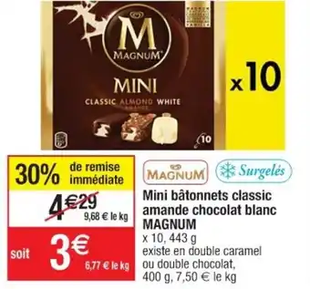 Cora x Carrefour Mini bâtonnets classic amande chocolat blanc offre