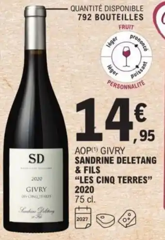 E.Leclerc Sandrine deletang & fils "les cinq terres" 2020 offre
