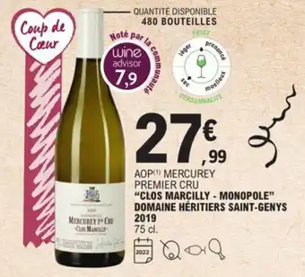 "Clos Marcilly - Monopole" Domaine Hériter Saint-genys 2019