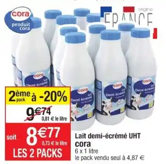 Cora x Carrefour Lait demi-écrémé uht offre