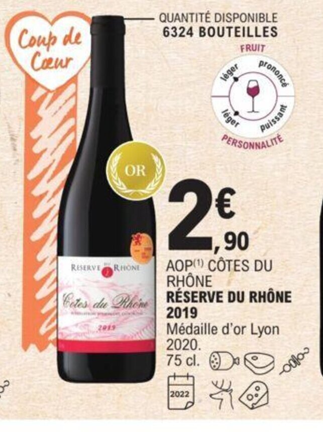 Promo Réserve Du Rhone 2019 chez