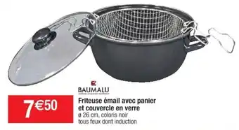 Cora x Carrefour Friteuse émail avec panier et couvercle en verre offre