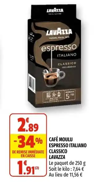 Coccimarket Café moulu espresso italiano classico offre