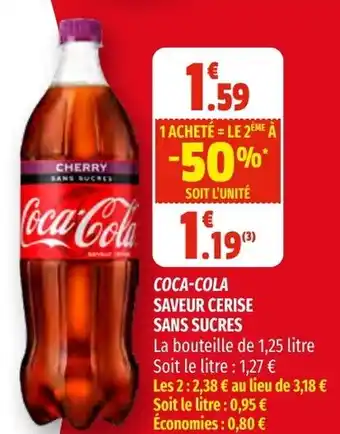 Coccimarket Coca-cola saveur cerise sans sucres offre