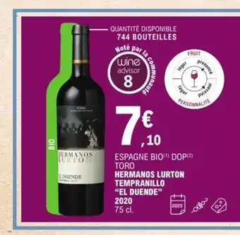 E.Leclerc Hermanos Lurton Tempranillo "El Duende" 2020 offre